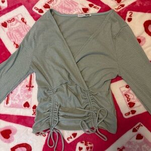 Fashion Nova Women's Light Gray Ruched Blouse